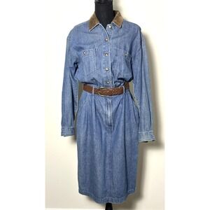 Talbots‎ Women's Denim Jean Dress With Braided Belt Size 8